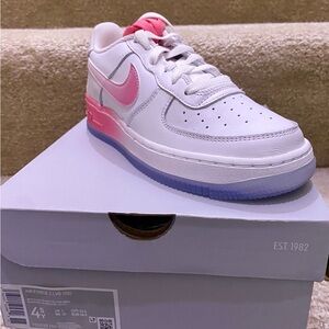 Nike Kids' White and Pink Air Force 1 Sneakers
